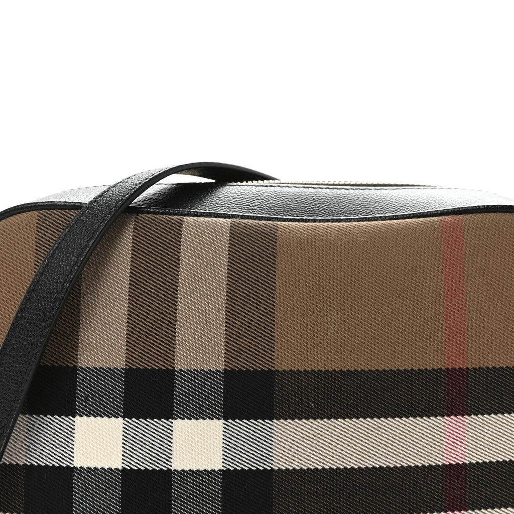 Giant Check Calfskin Large Camera Bag Black