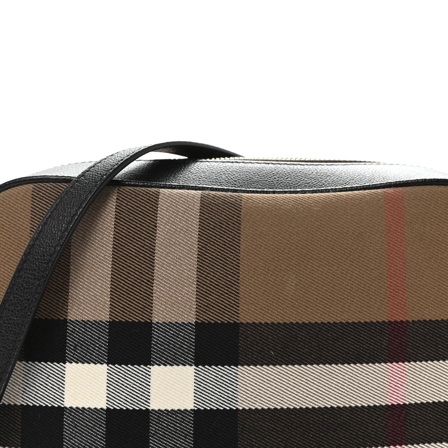 Giant Check Calfskin Large Camera Bag Black