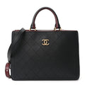 Bullskin Stitched Bi-Color Medium Shopping Tote Black