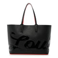 Calfskin Patent Logo Spikes East West Cabata Tote Black