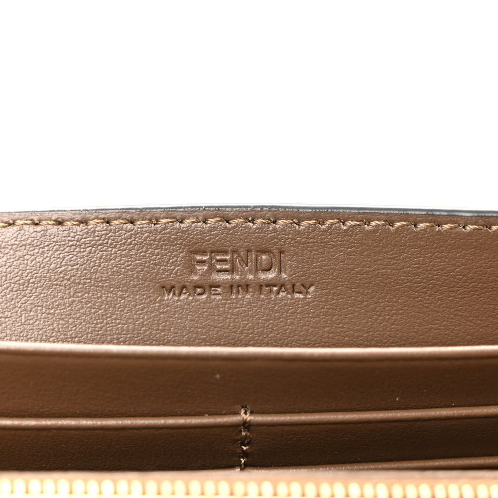 Vitello Soft F is Fendi Bi-Color FF 1974 Embossed Continental Envelope Wallet On Chain Maya Black