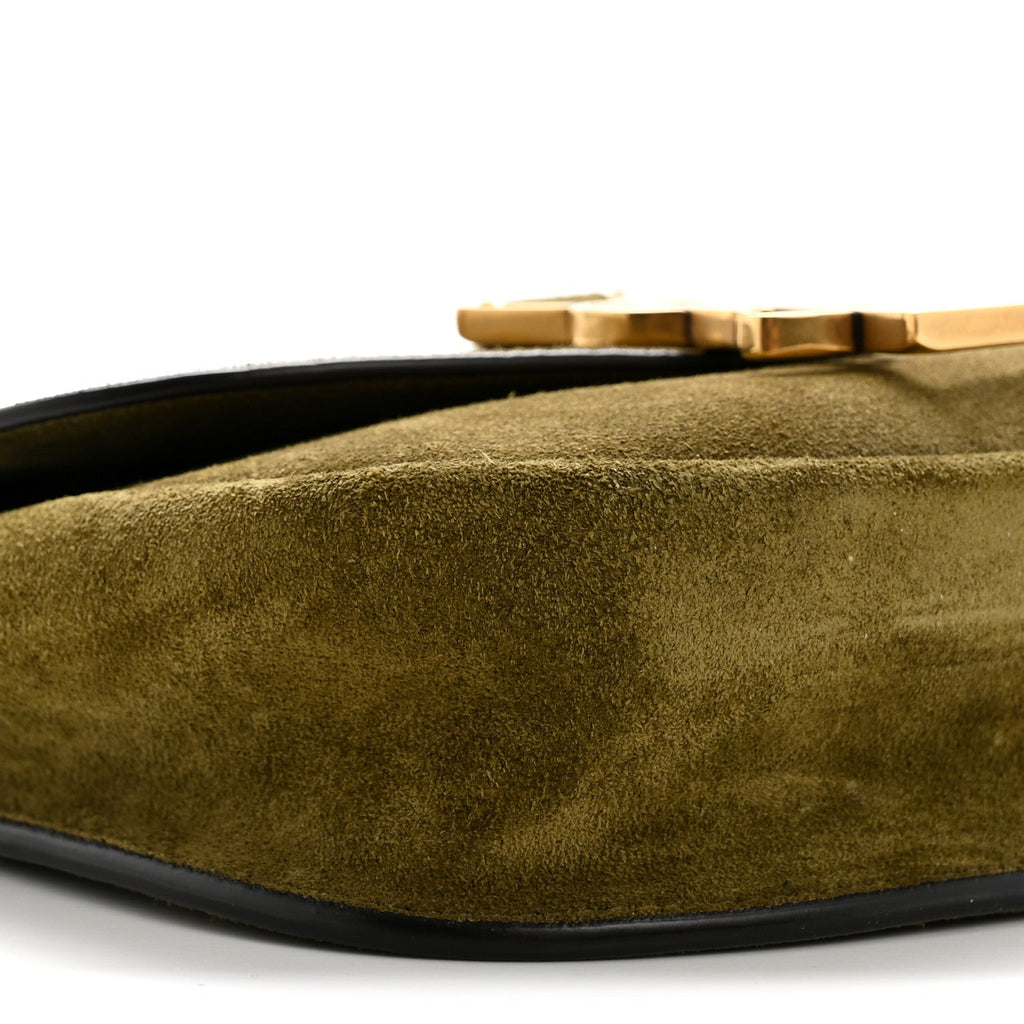 Suede Calfskin Monogram Small Kaia Satchel Olive Green