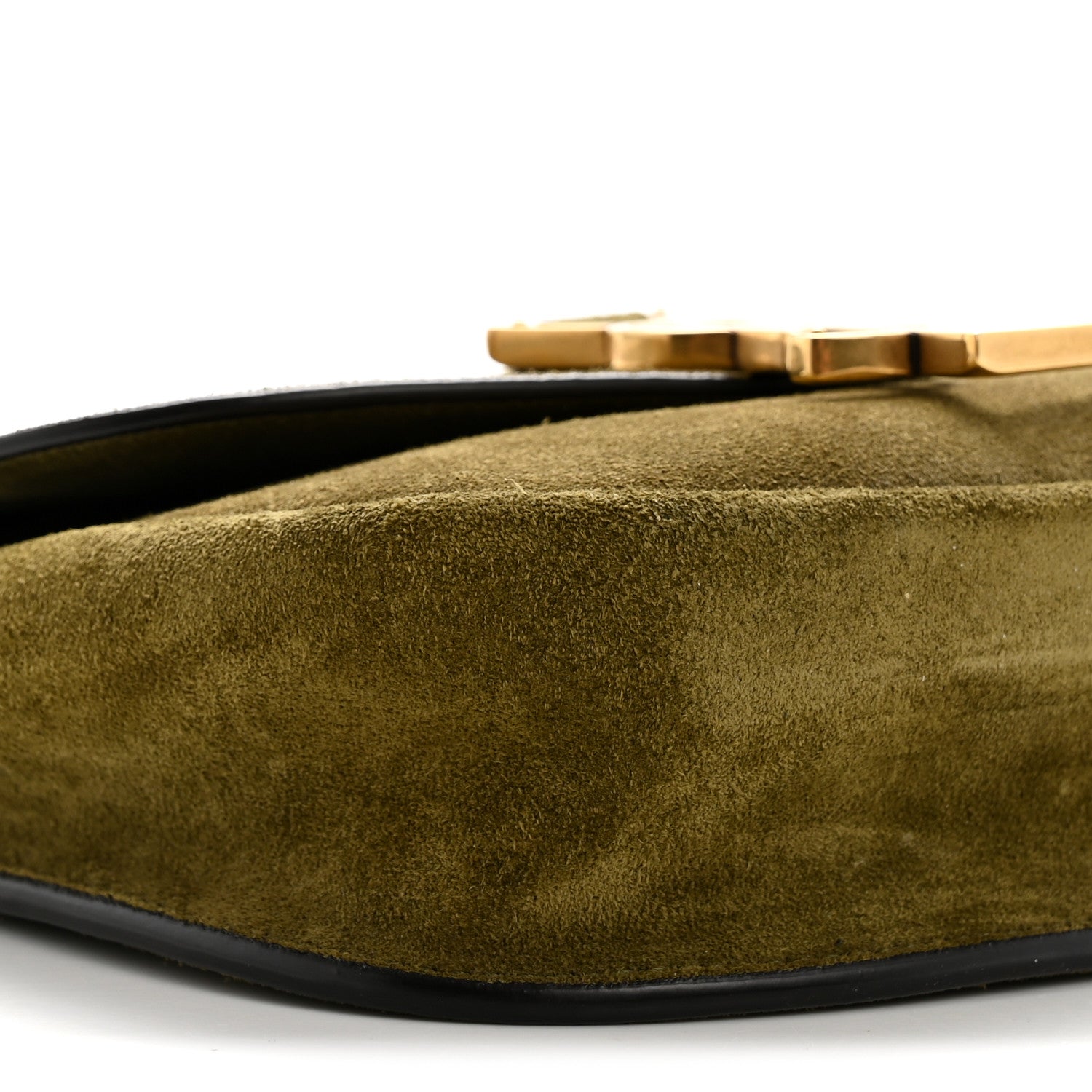 Suede Calfskin Monogram Small Kaia Satchel Olive Green