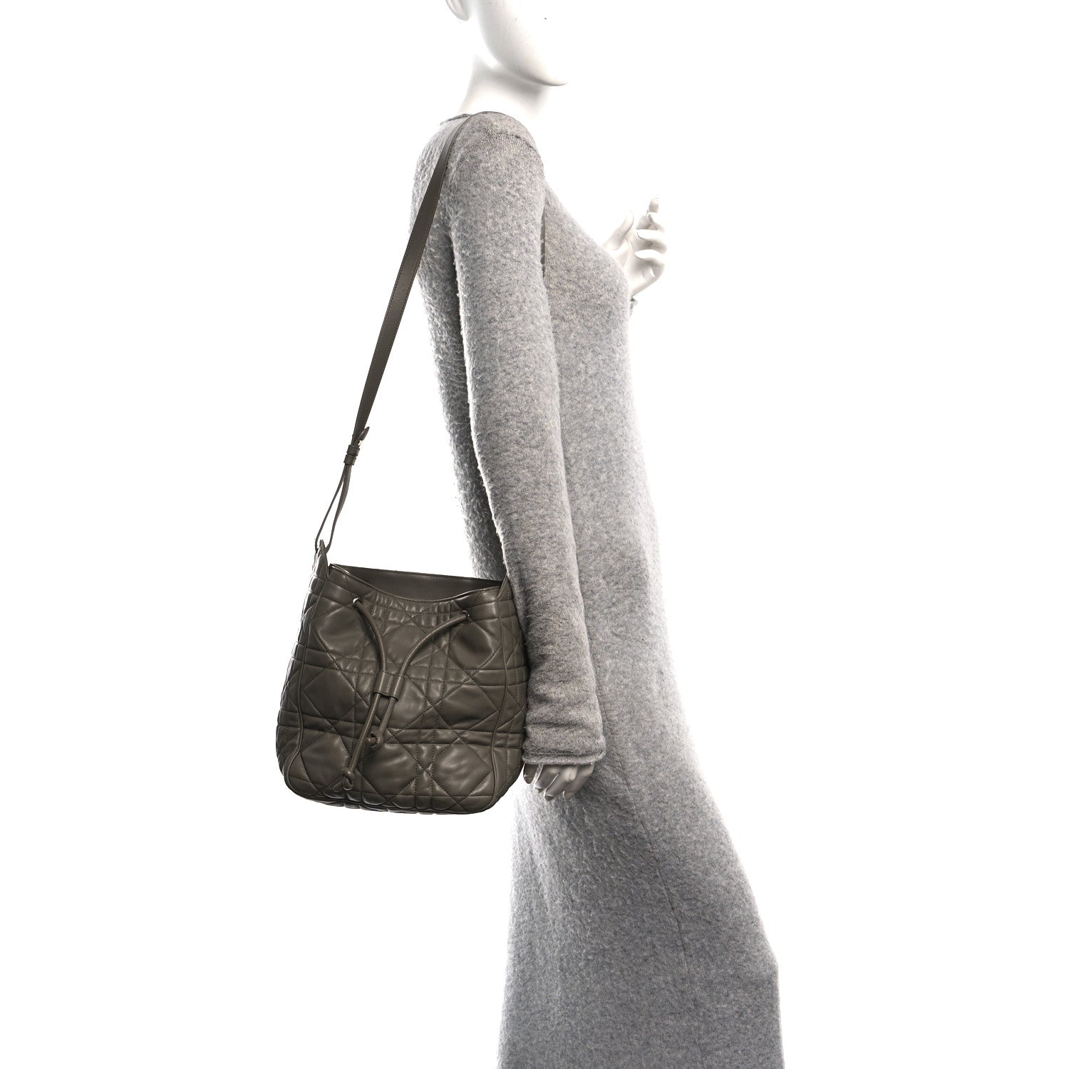 Calfskin Macrocannage Medium D-Motion Bag Clay Green