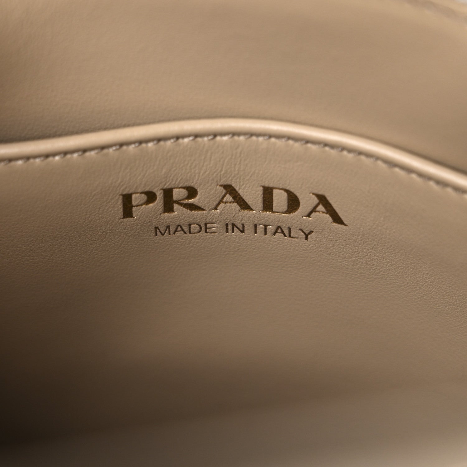 Jacquard Saffiano Triangolo Symbole Embroidered Micro Tote Corda Talco