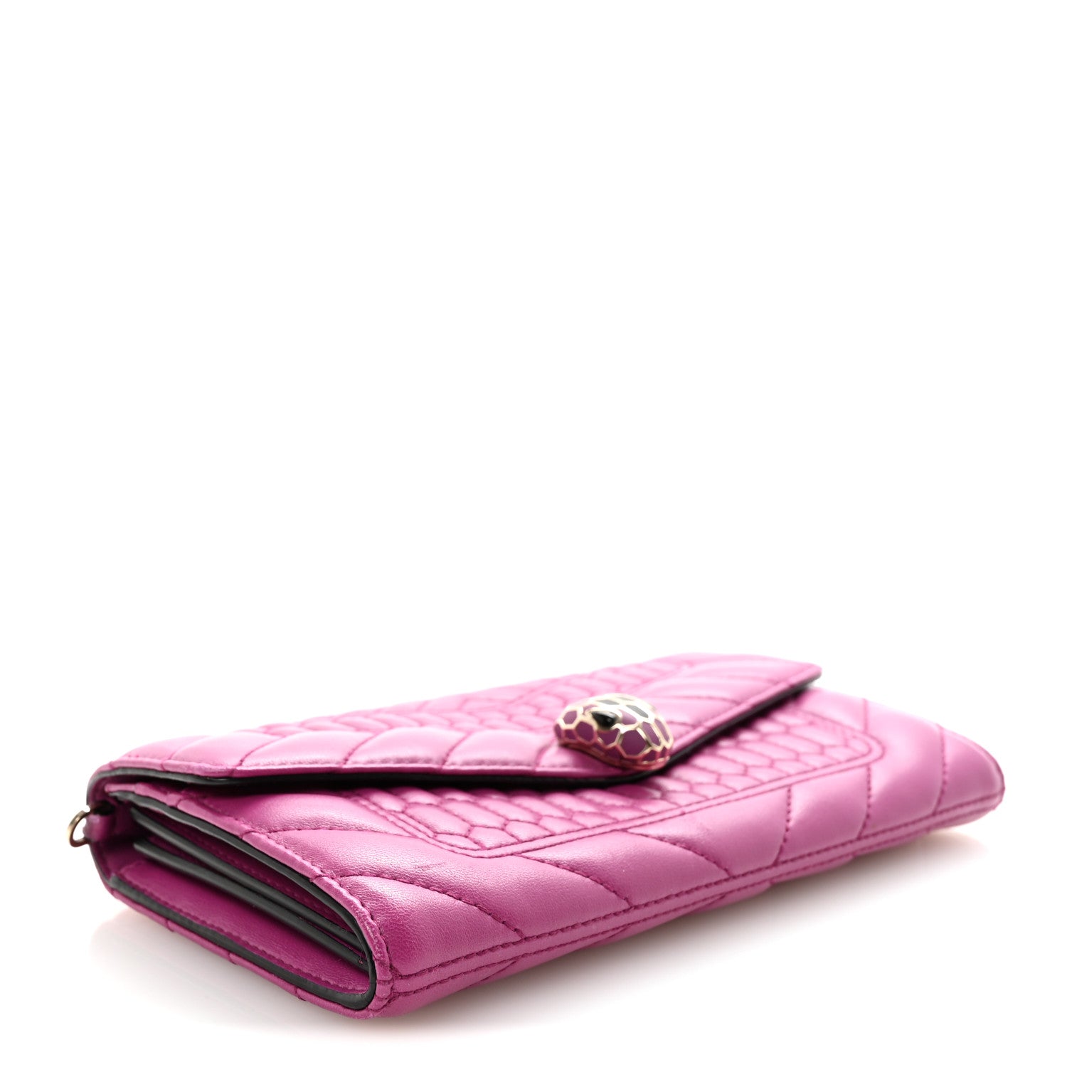 Calfskin Quilted Serpenti Forever Clutch Plum