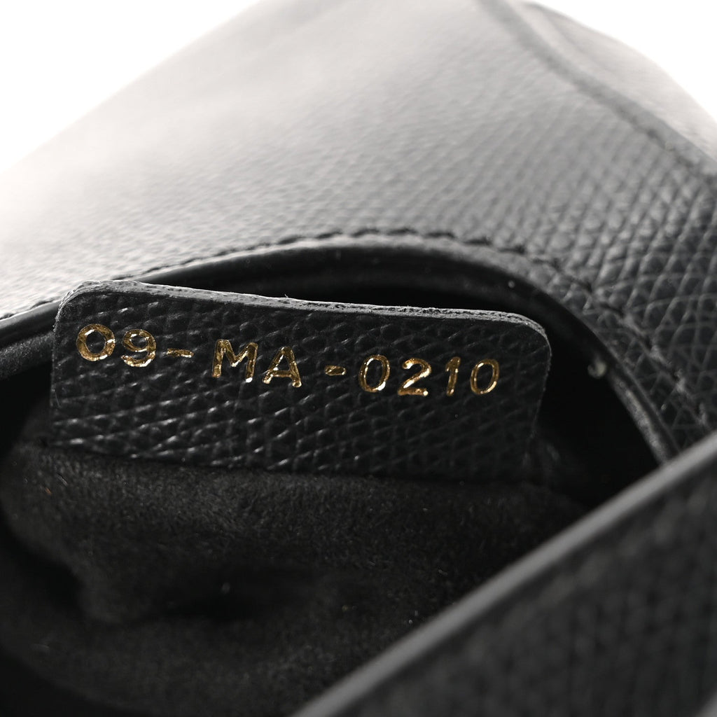 Grained Calfskin Mini Saddle Bag Black