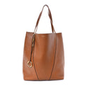 Grained Calfskin Large Spin Tote Clay Brown