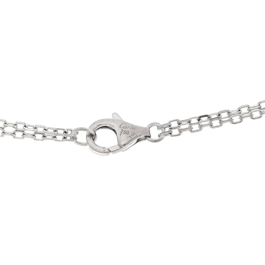 18K White Pink Gold Diamond Three Ring LOVE Pendant Necklace