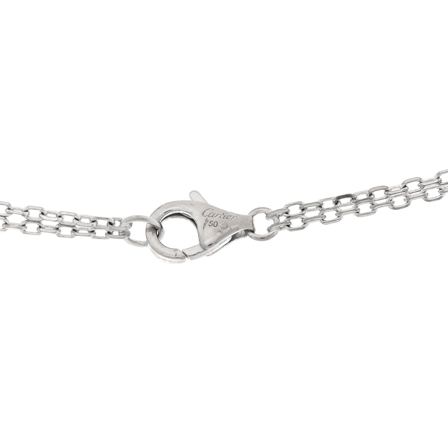 18K White Pink Gold Diamond Three Ring LOVE Pendant Necklace