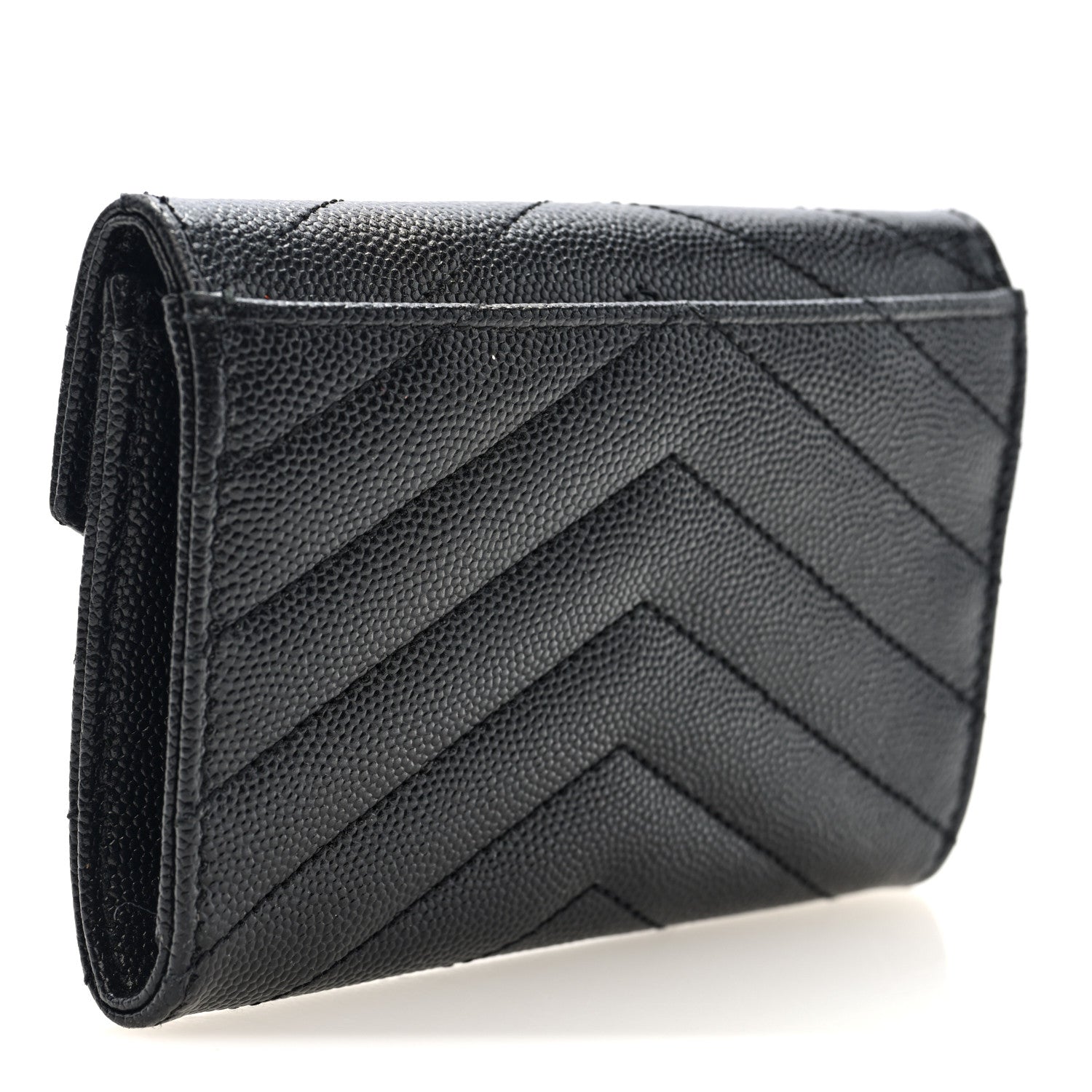 Grain De Poudre Matelasse Chevron Small Monogram Envelope Wallet Black