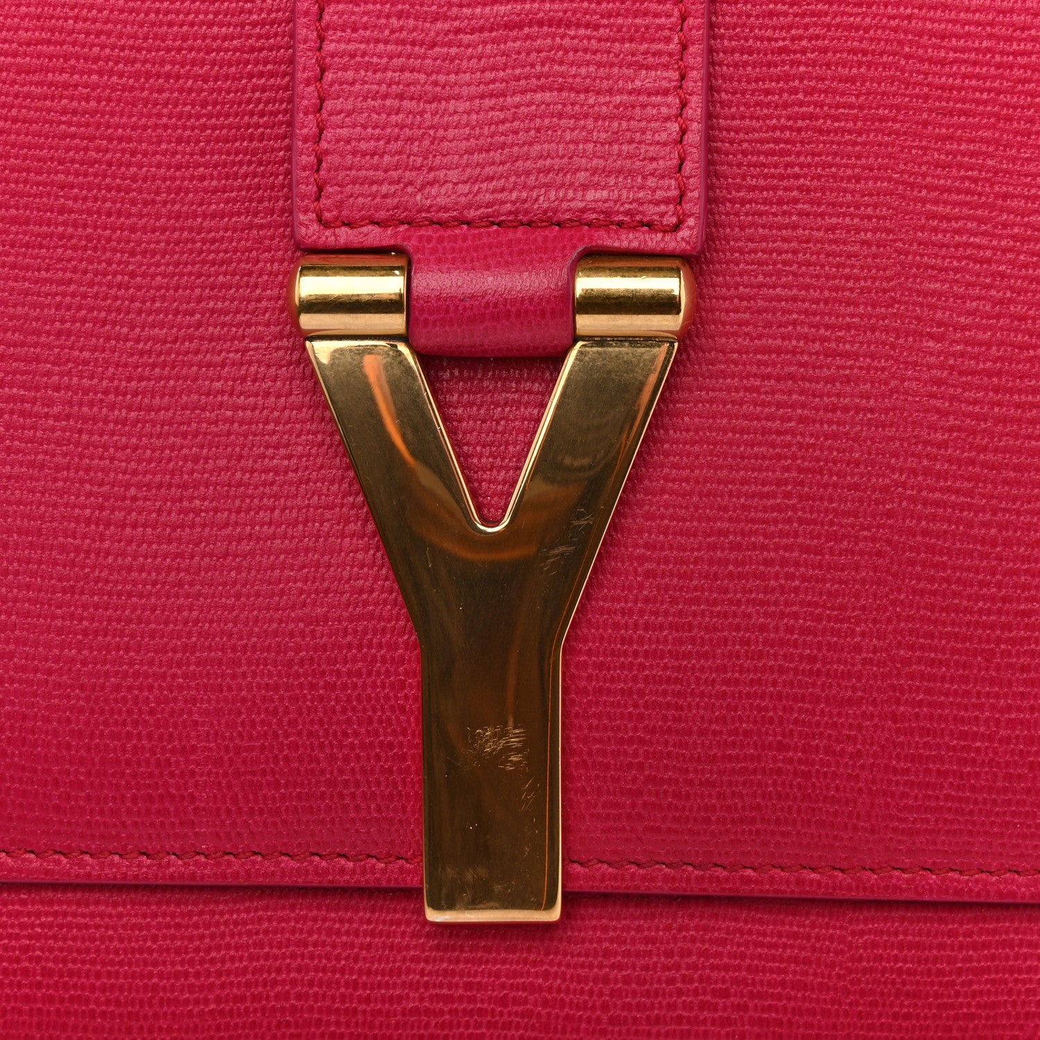 Calfskin Classic Y Ligne Clutch Fuchsia