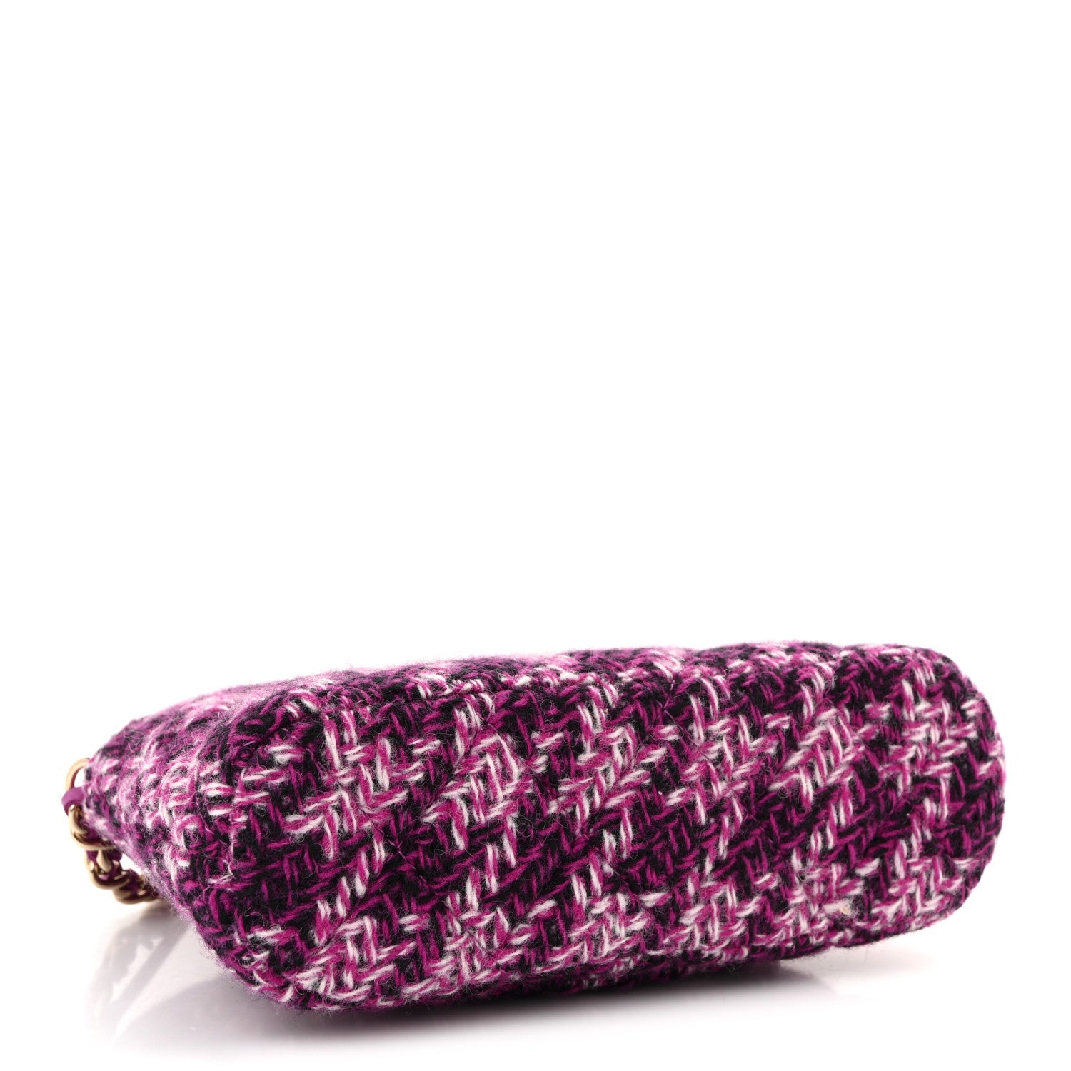 Tweed Quilted Mini Clutch With Chain Purple