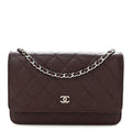 Caviar Quilted Wallet on Chain WOC Burgundy