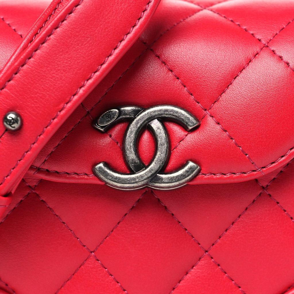 Lambskin Quilted Trunk Bag Pink