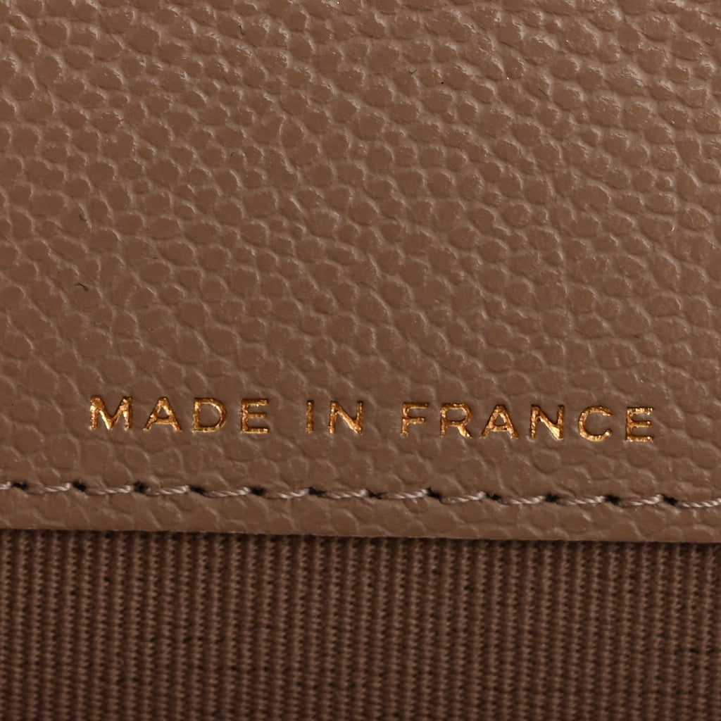 Caviar Quilted Flap  Holder Wallet Dark Beige
