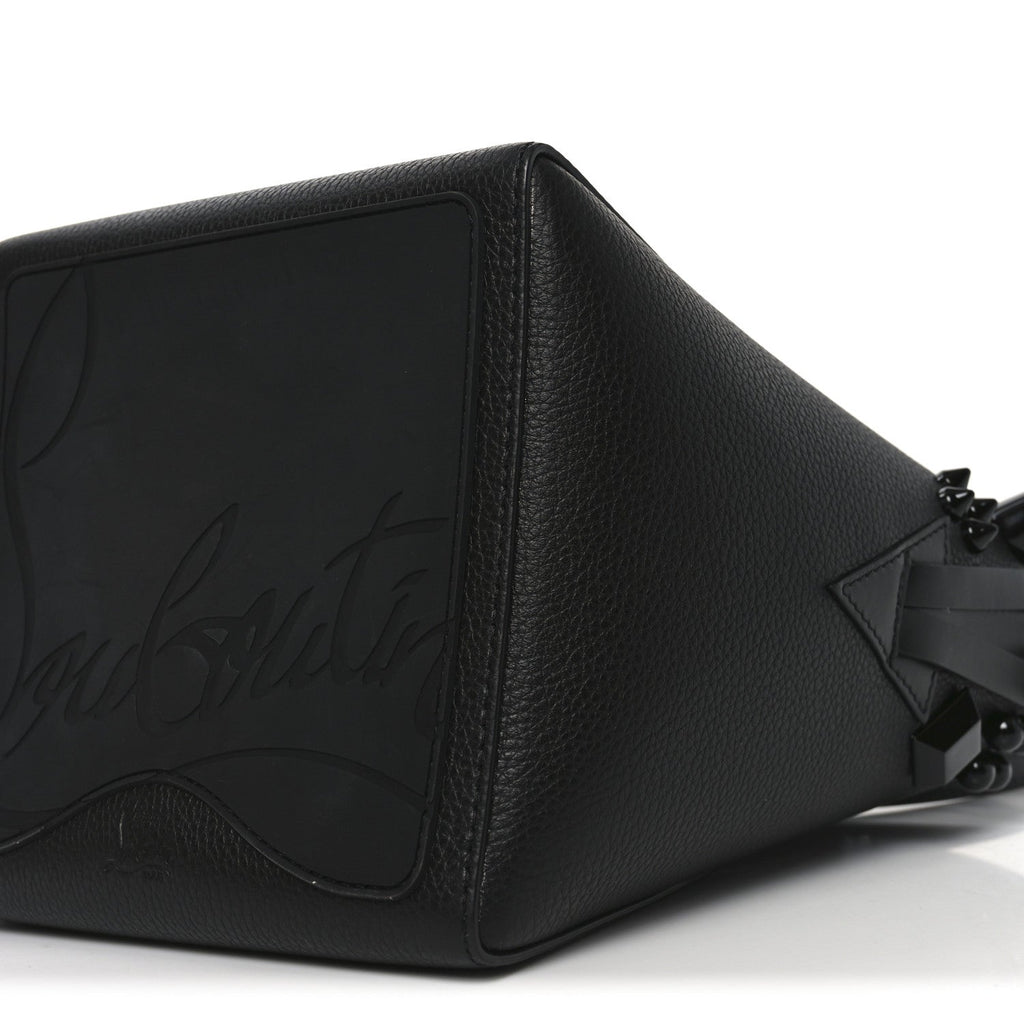 Calfskin Empire Spike Studded Mini Cabachic Bucket Bag Black