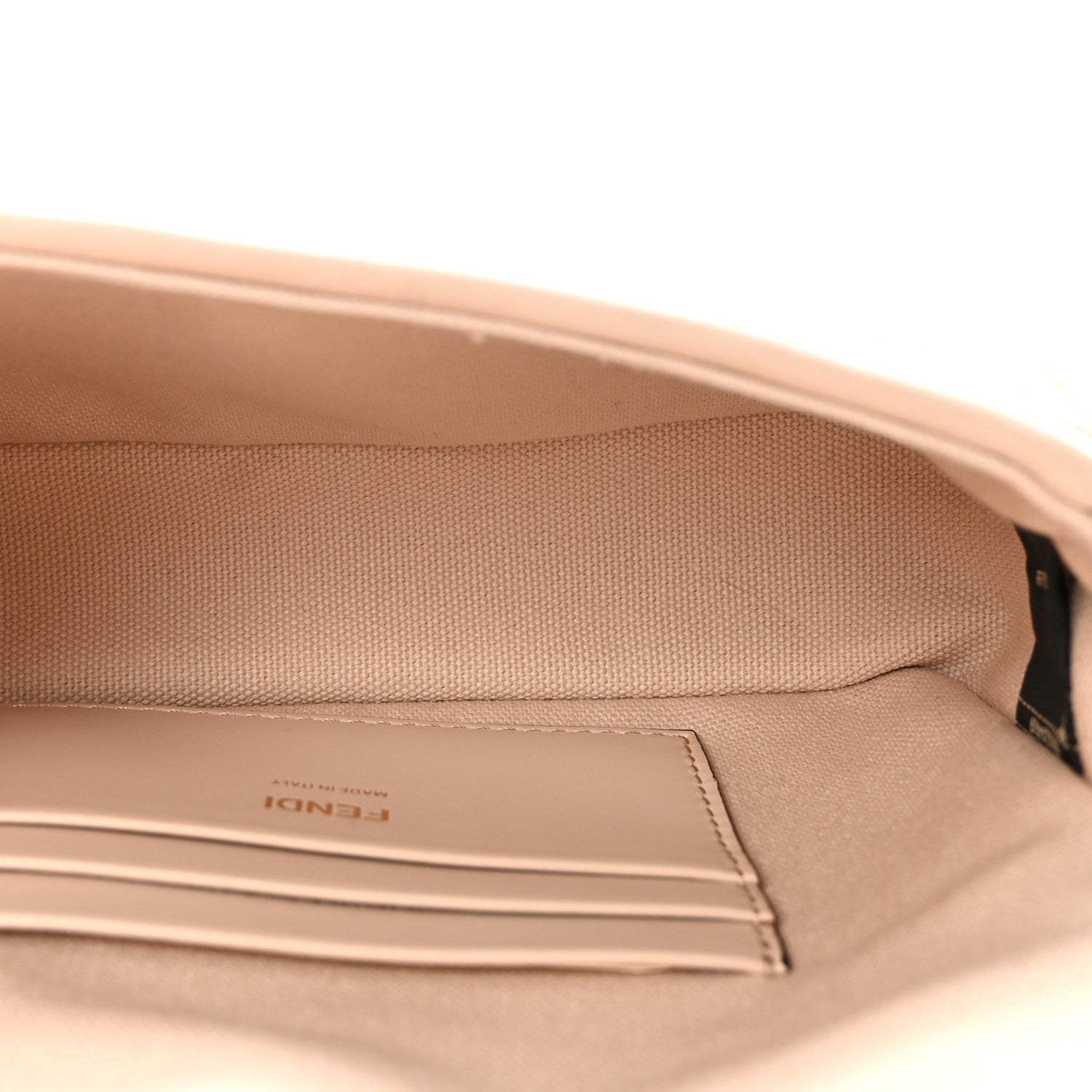 Canvas Vitello King Bi-Color Strap FF Embroidered Mini Baguette Poudre