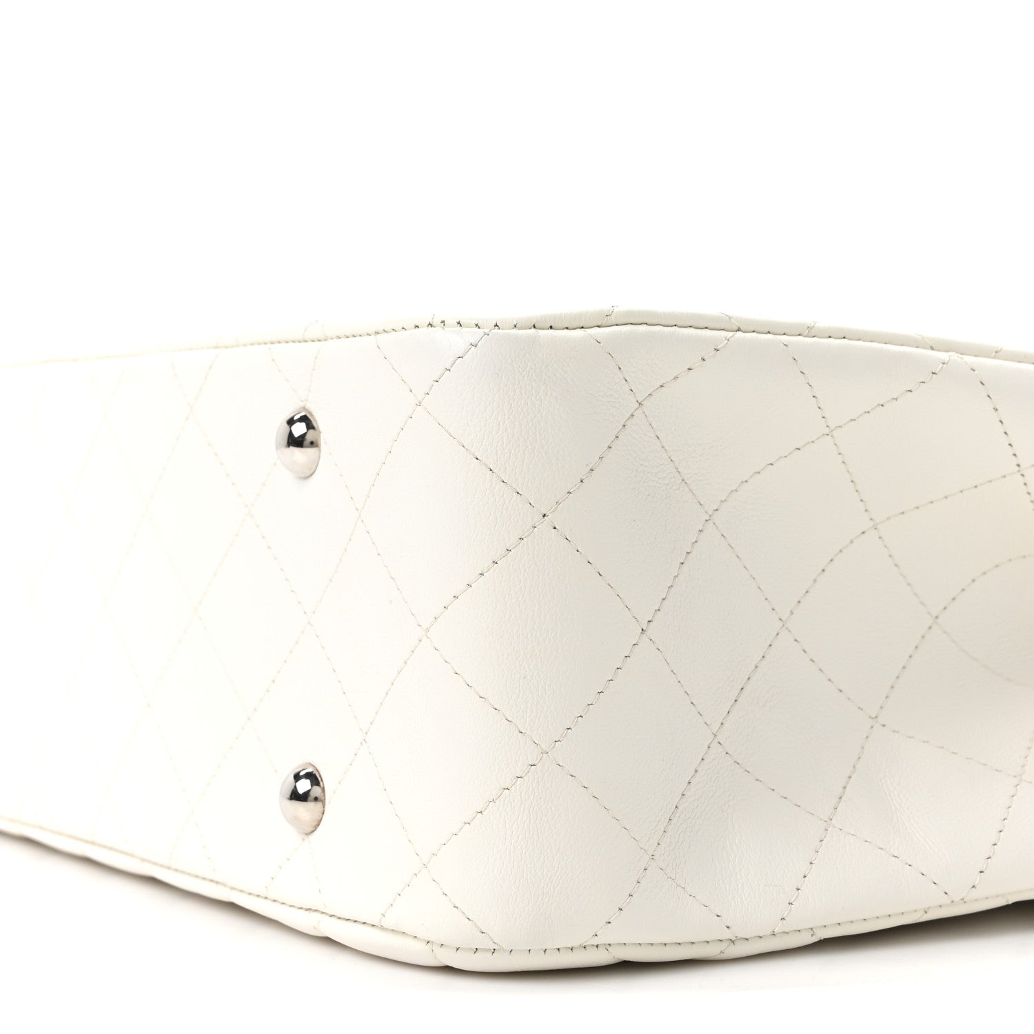 Calfskin Quilted Large Classic Shopping Tote White
