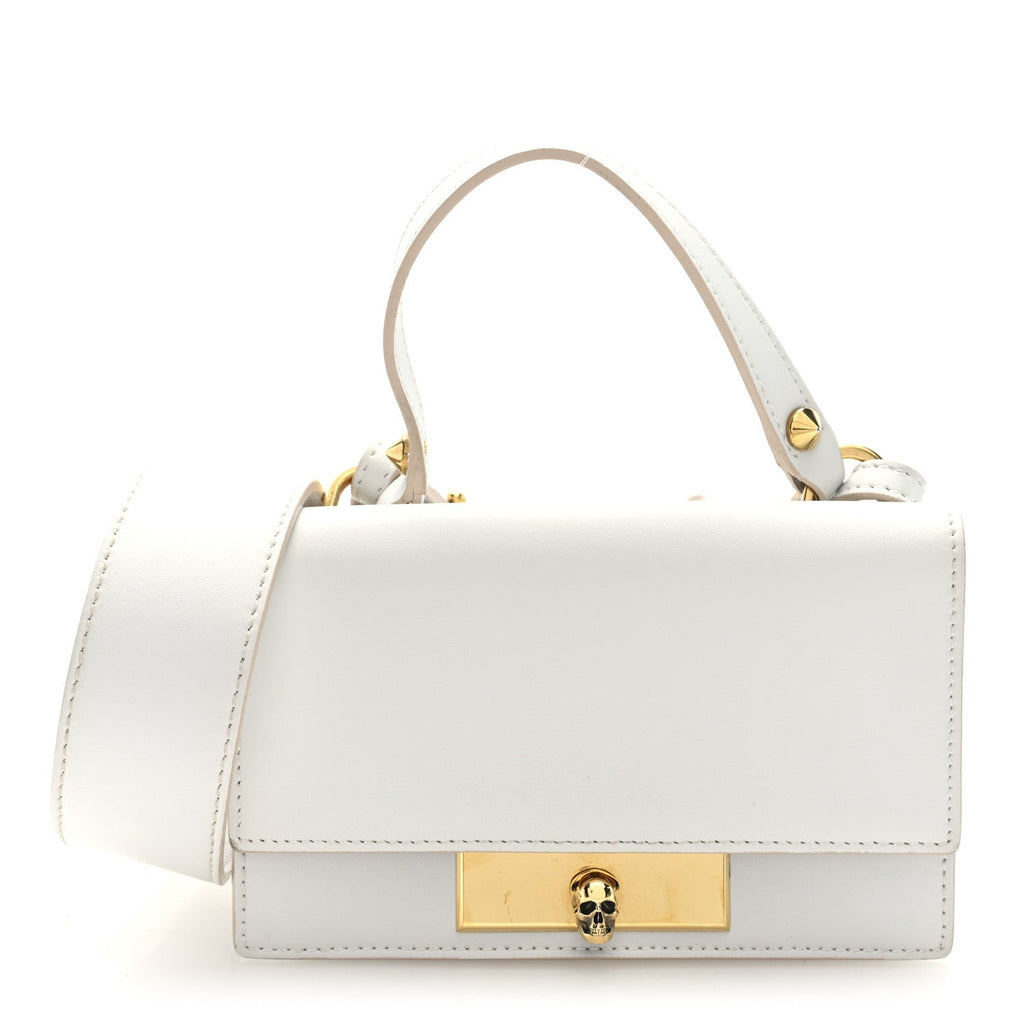 Calfskin Mini Skull Lock Shoulder Bag Deep Ivory