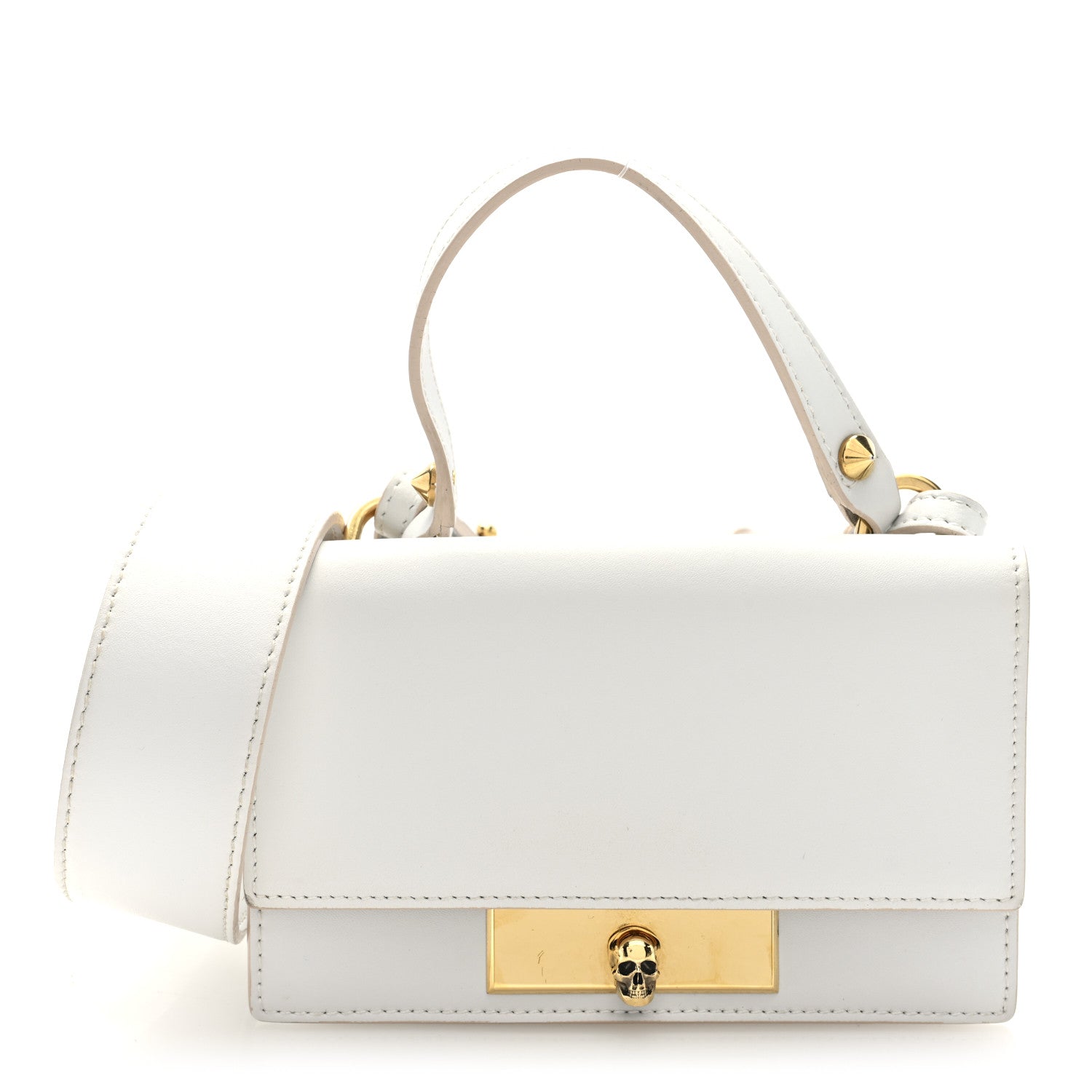 Calfskin Mini Skull Lock Shoulder Bag Deep Ivory