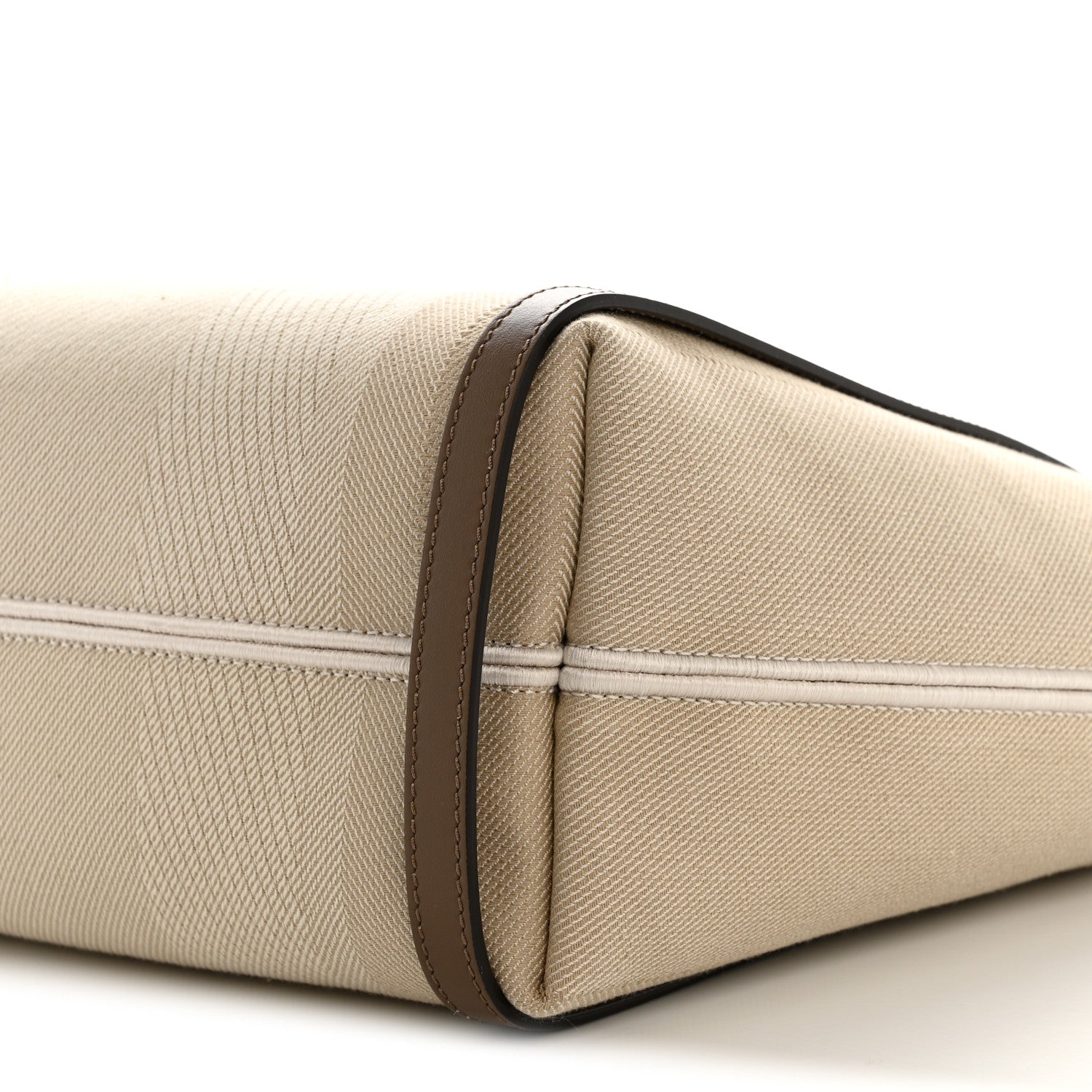 Canvas Calfskin Small Logo Carry Tote Vegetal Beige