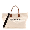 Linen Calfskin Rive Gauche Maxi Tote Grege et Noir