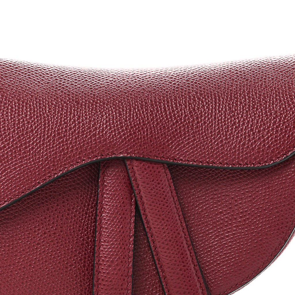 Grained Calfskin Mini Saddle Bag Red
