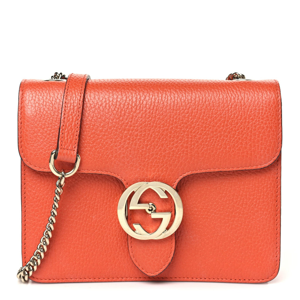 Dollar Calfskin Small Interlocking G Shoulder Bag Sun Orange