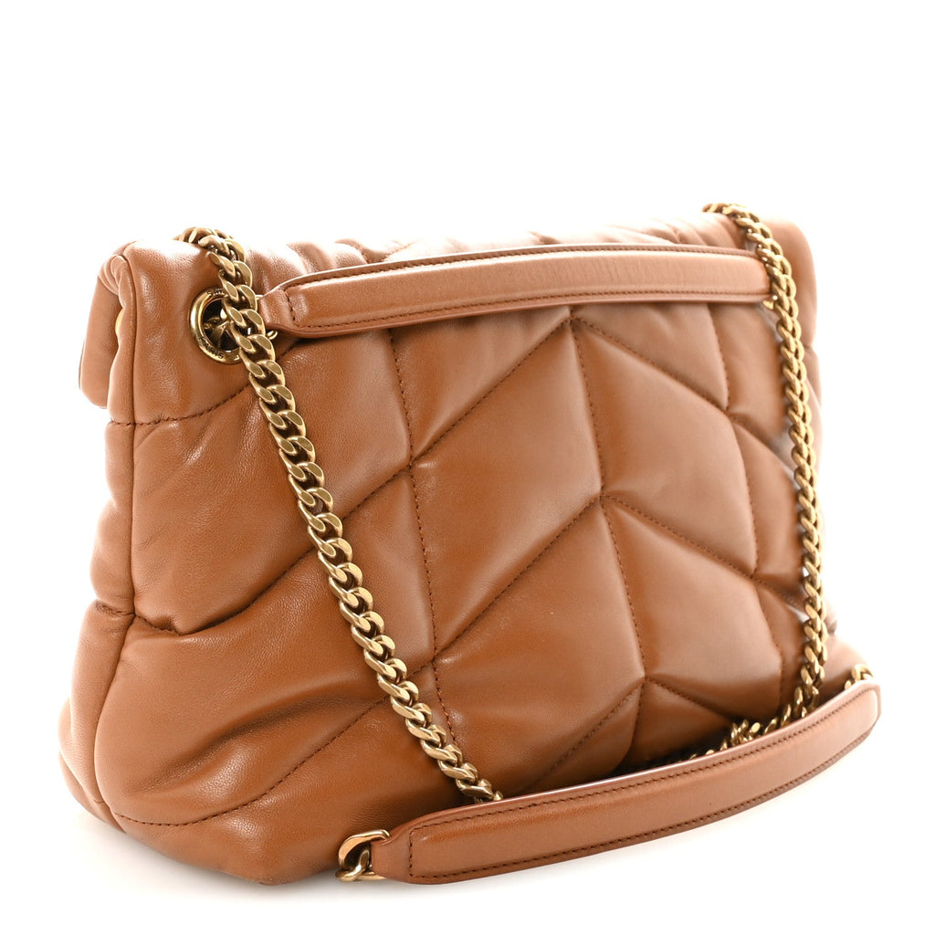 Lambskin Quilted Toy Loulou Puffer Monogram Chain Satchel Dark Cork