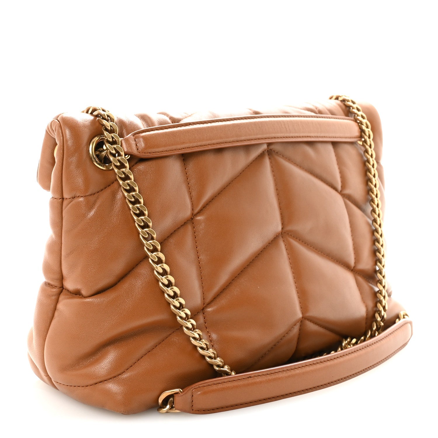 Lambskin Quilted Toy Loulou Puffer Monogram Chain Satchel Dark Cork