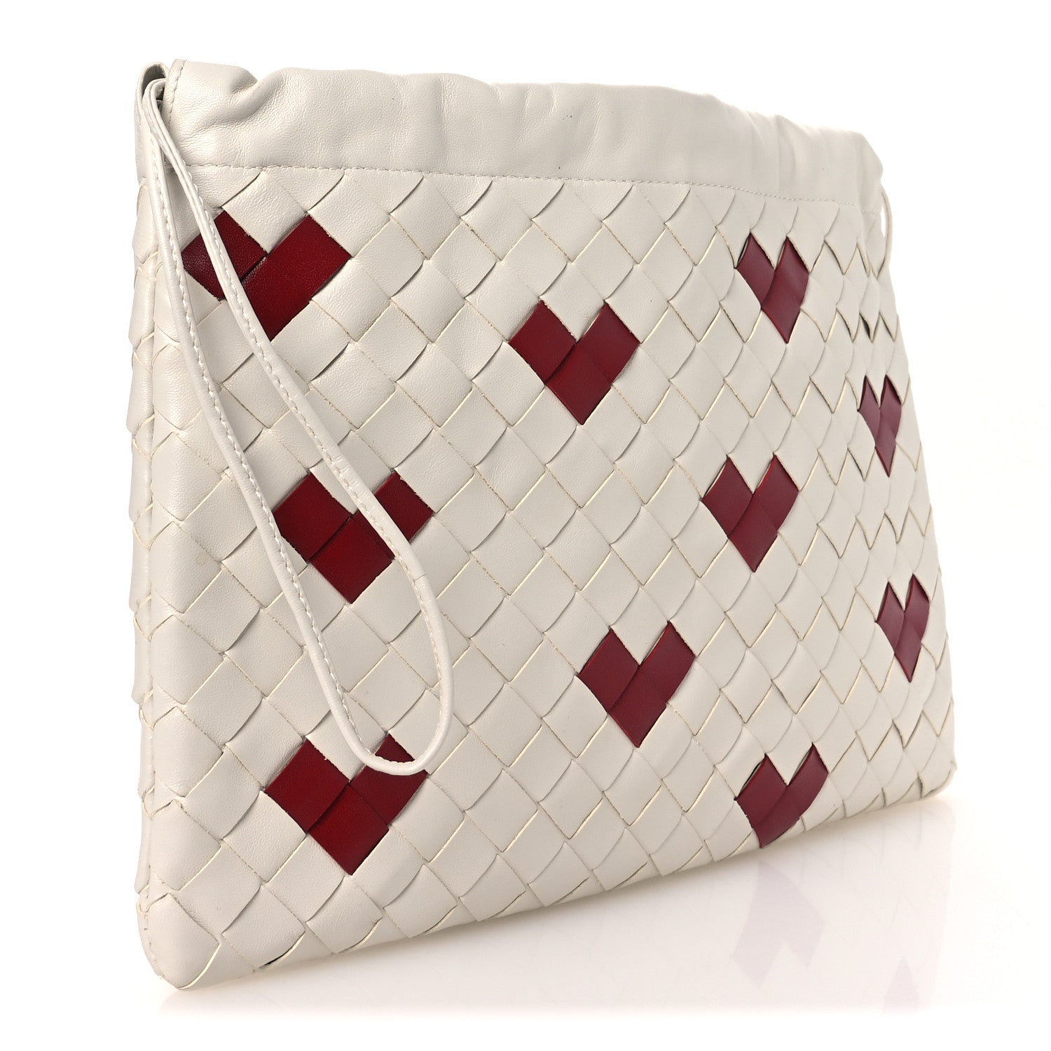 Nappa Intrecciato Heart Medium Dustbag White Dark Red