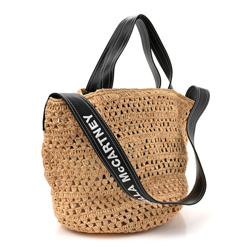 Raffia Eco Alter Nappa East West Tote Natural Black