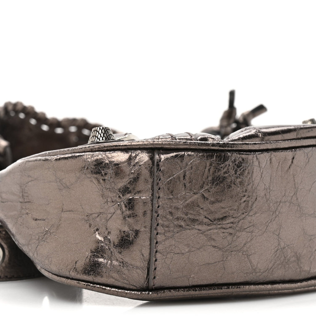 Metallic Agneau Arena Le Cagole Shoulder Bag XS Dark Bronze