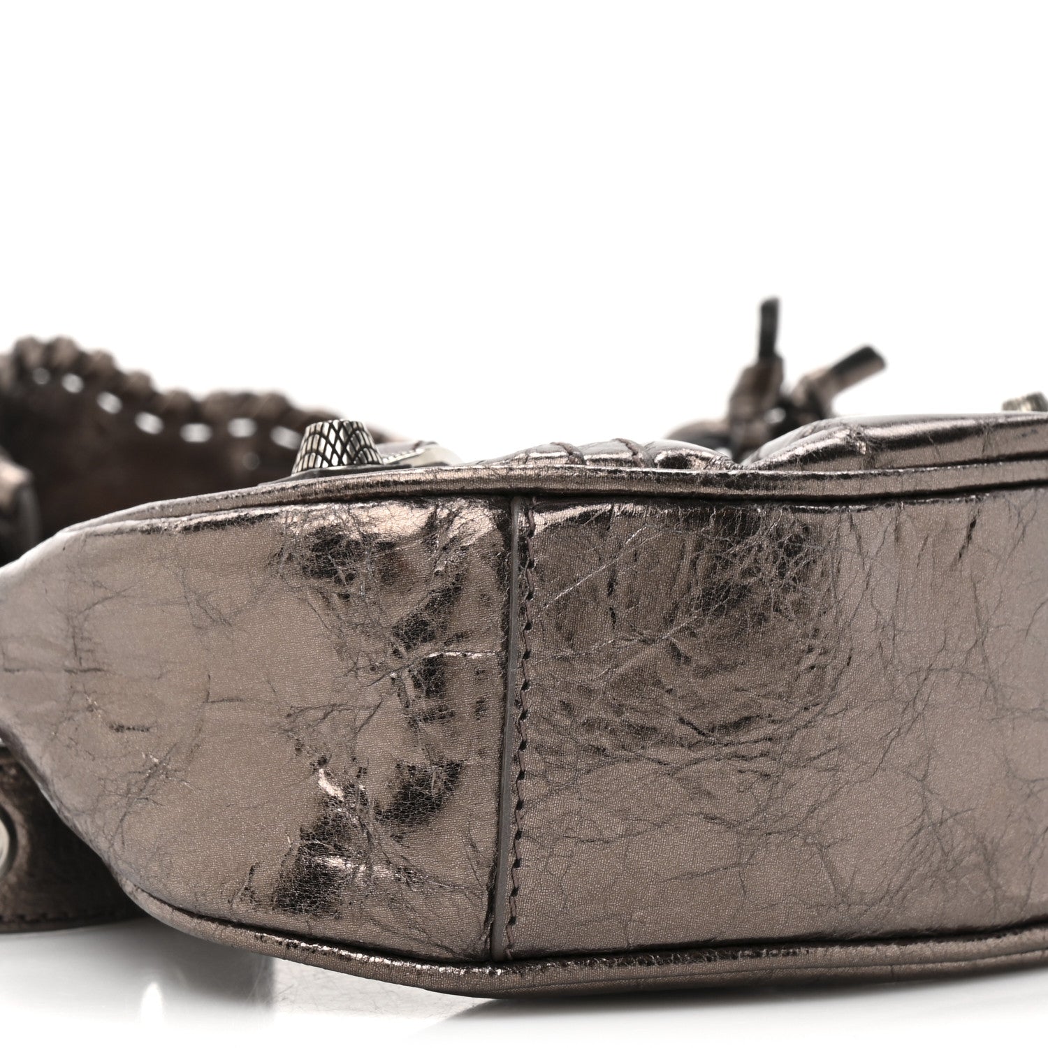 Metallic Agneau Arena Le Cagole Shoulder Bag XS Dark Bronze