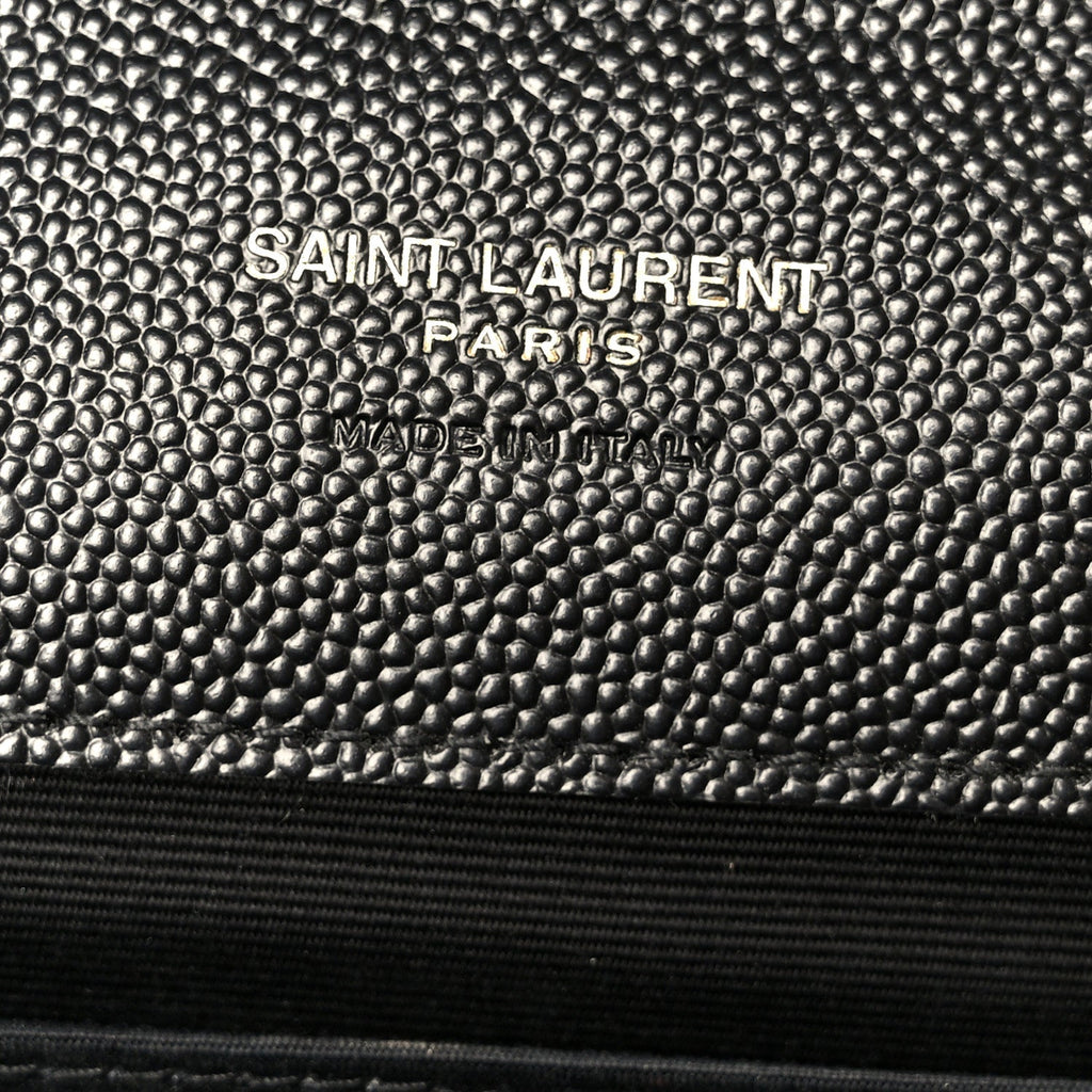 Grain De Poudre Matelasse Chevron Monogram Envelope Clutch Black