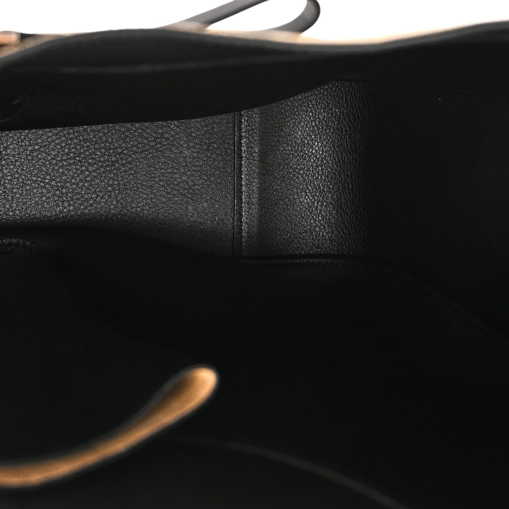 Calfskin Suede Hammock Shoulder Bag Oak Dark Gold Black