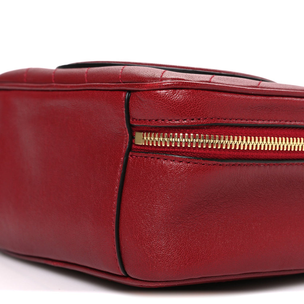 Sakai Be Green Calfskin Diagonal Stitched Blondie Top Handle Bag Rosso