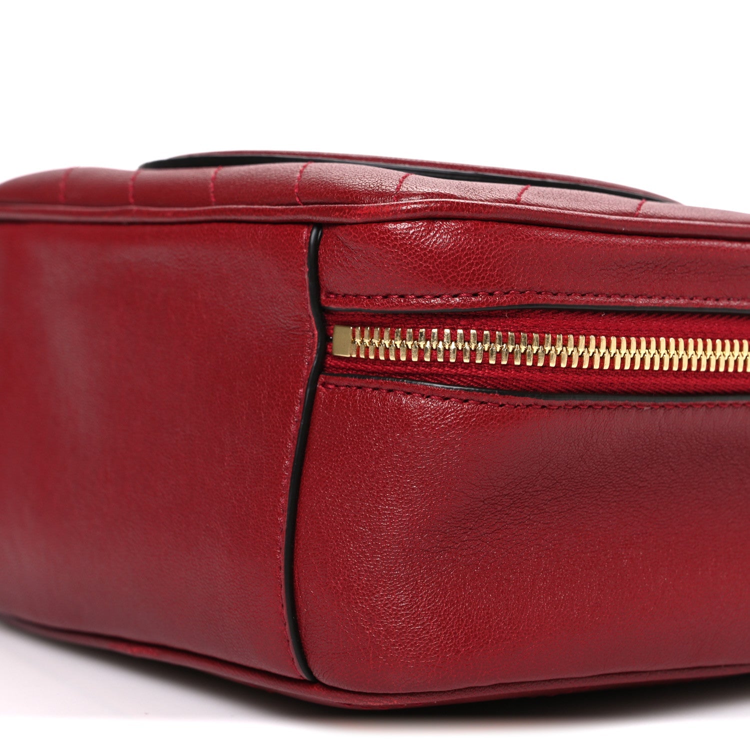 Sakai Be Green Calfskin Diagonal Stitched Blondie Top Handle Bag Rosso