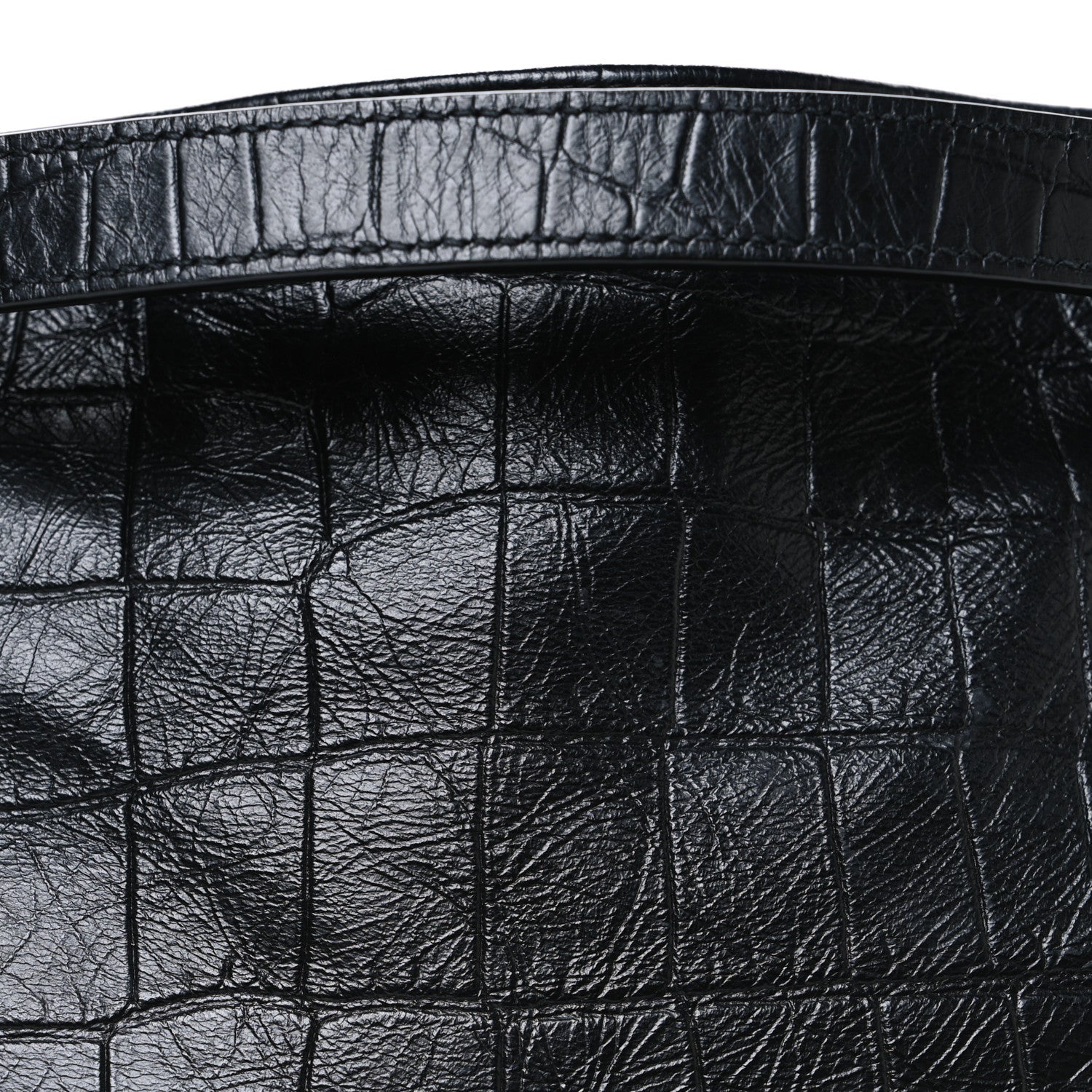 Calfskin Crocodile Embossed Monogram Medium Niki Shopping Bag Black