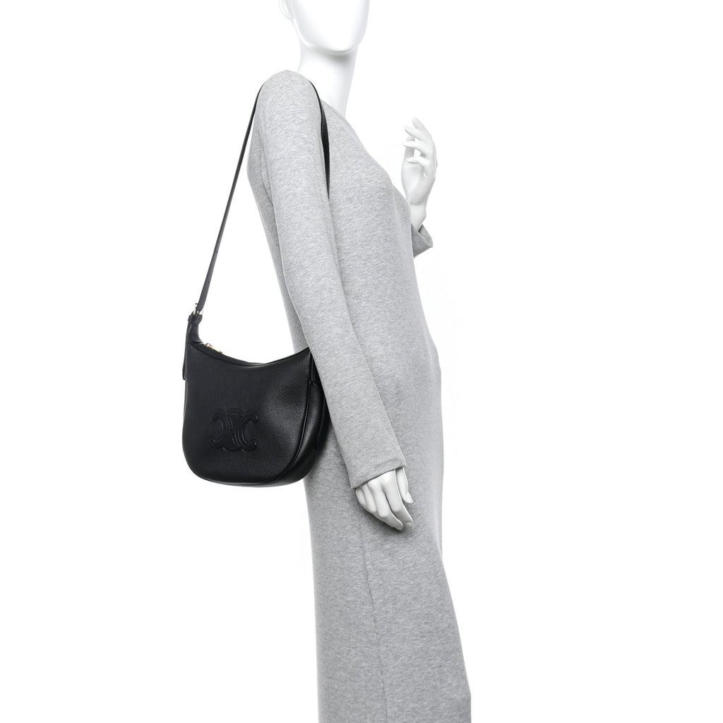 Supple Calfskin Cuir Triomphe Small Heloise Shoulder Bag Black