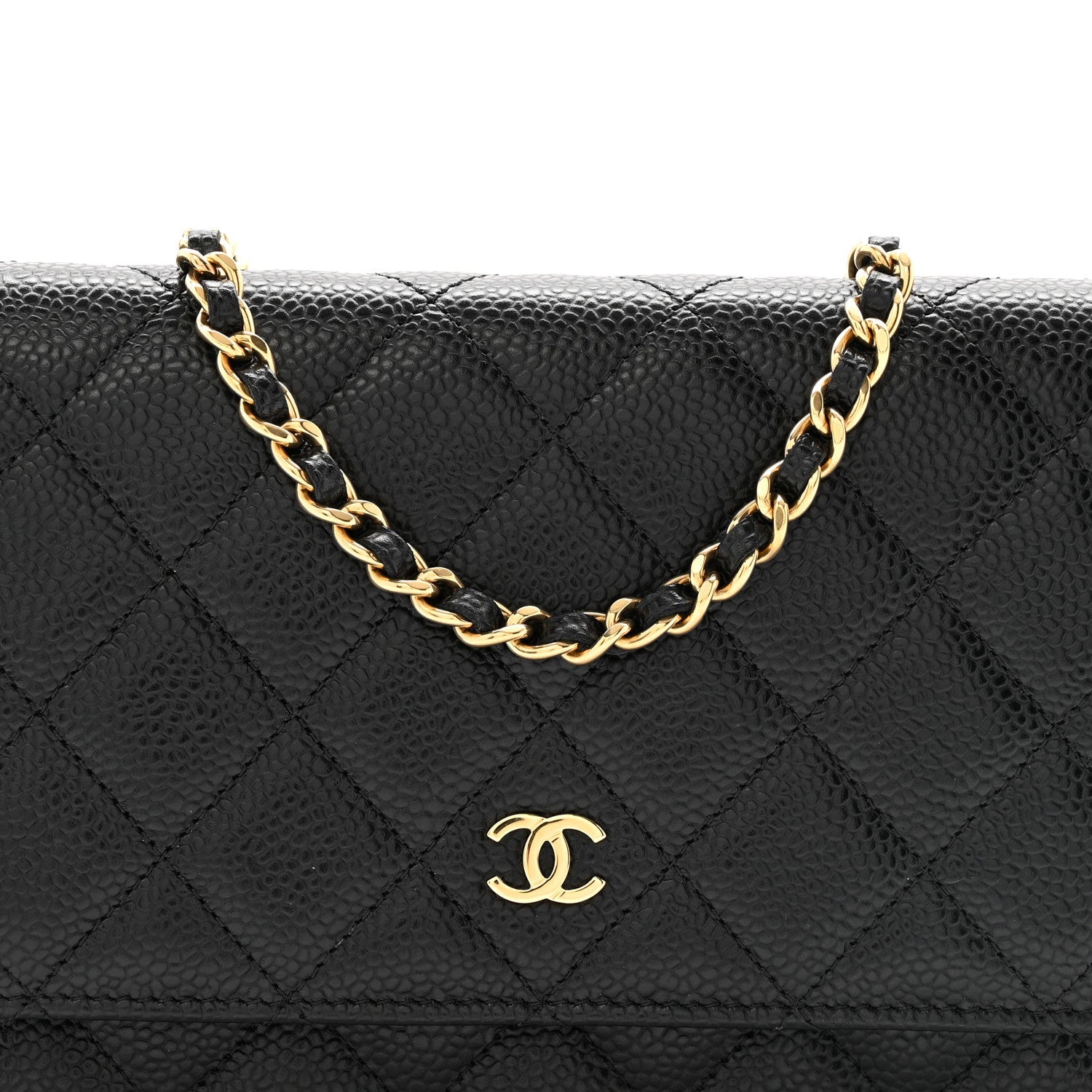 Caviar Quilted Wallet on Chain WOC Black