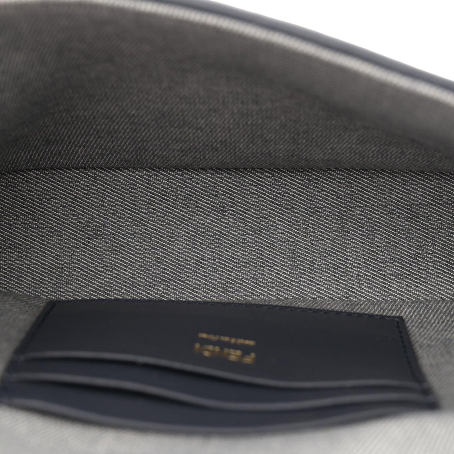 Chenille Vitello Grace FF Embroidered Mini Baguette Dark Blue Grey