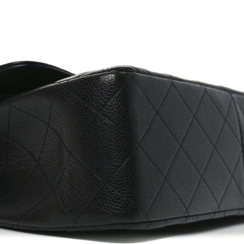 Caviar Quilted Jumbo Double Flap Black