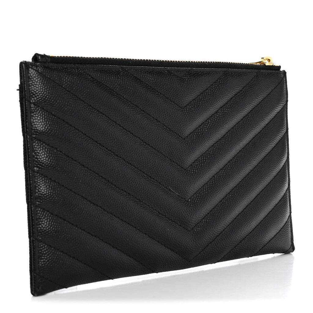 Grain De Poudre Chevron Monogram Bill Pouch Black