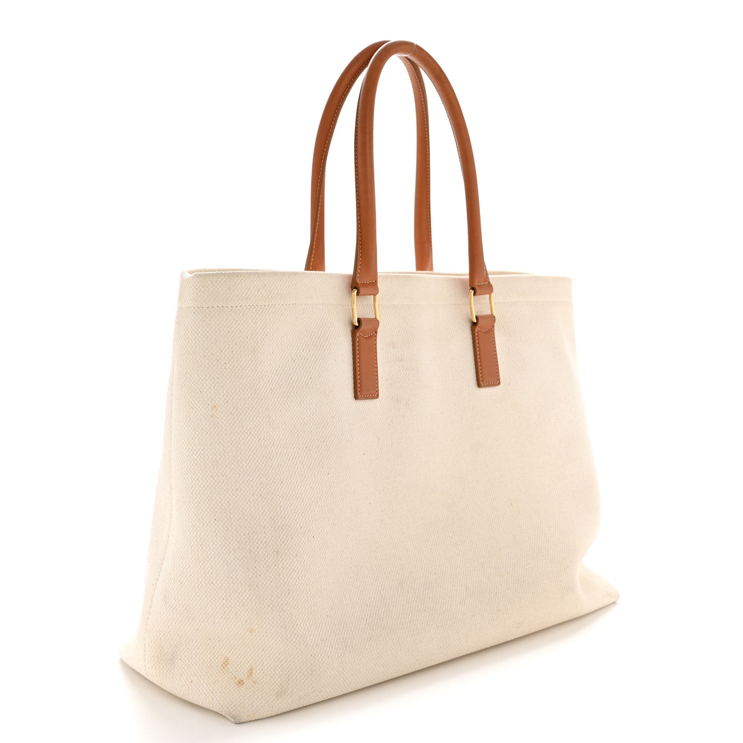 Canvas Calfskin Horizontal Cabas Natural Tan