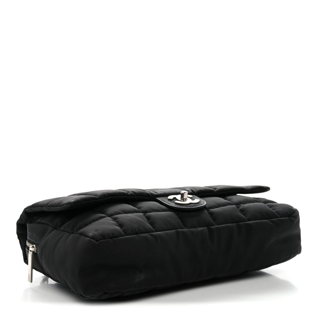 Nylon Square Quilted Flap Black