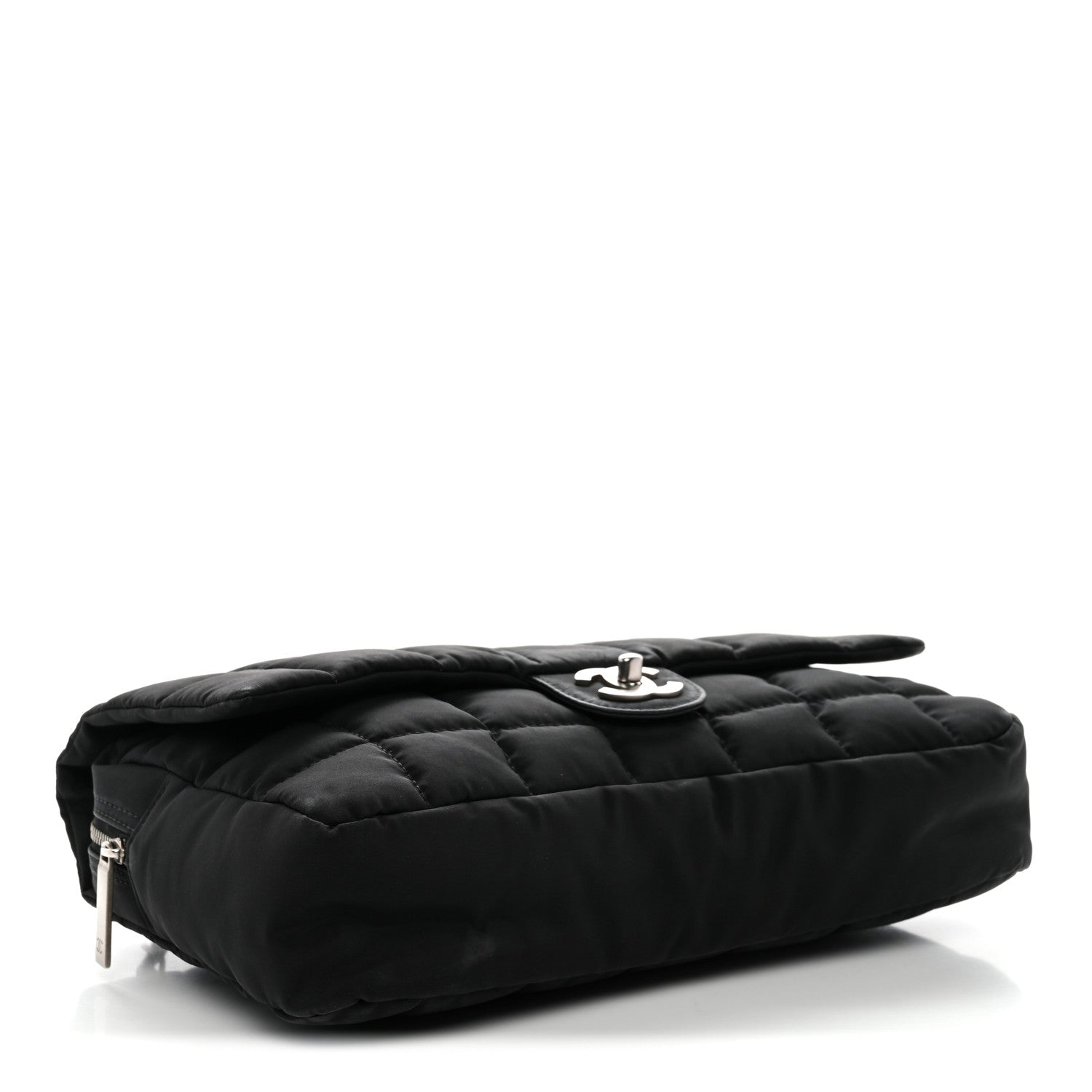 Nylon Square Quilted Flap Black