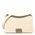 Caviar Quilted Medium Boy Flap White
