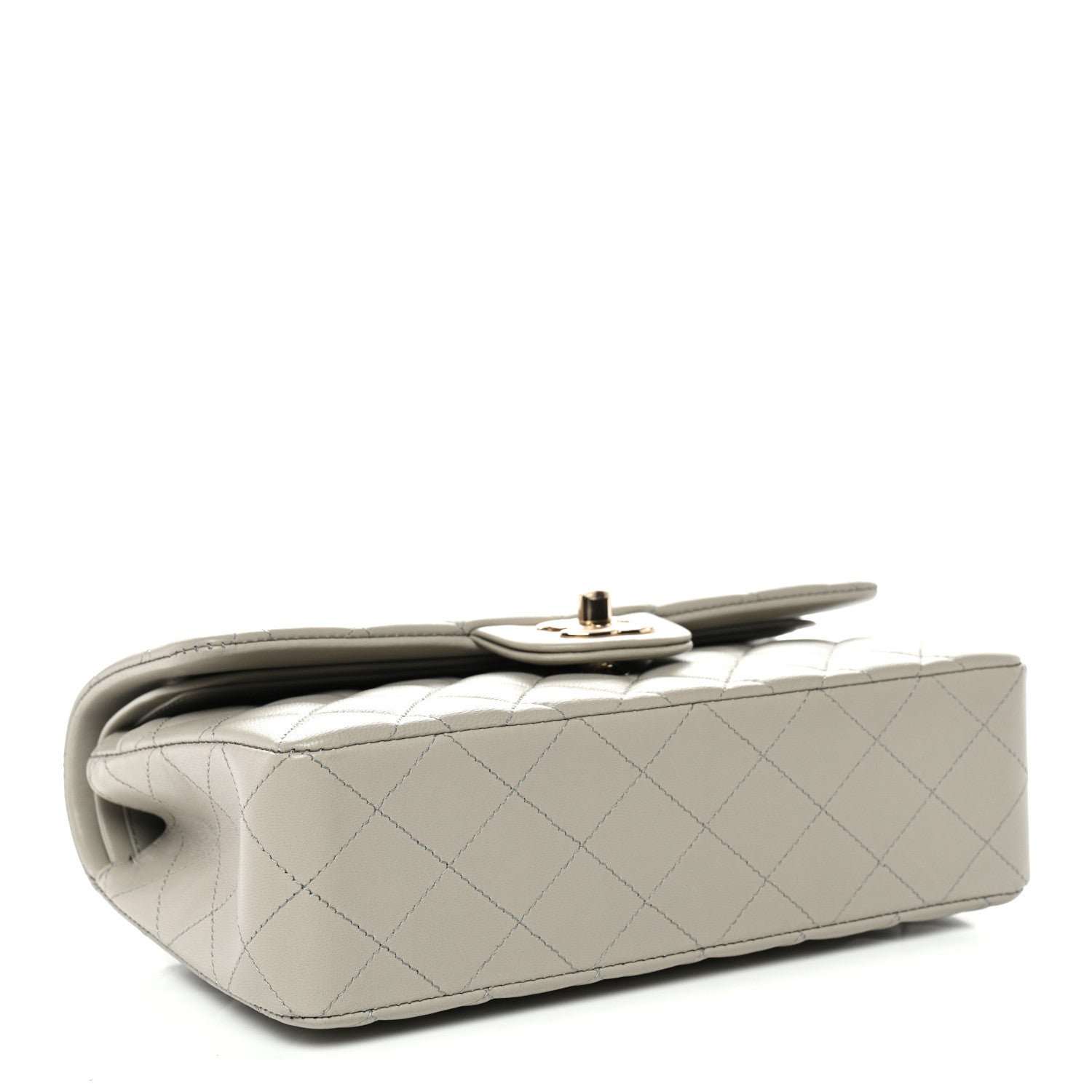 Lambskin Quilted Small Double Flap Grey